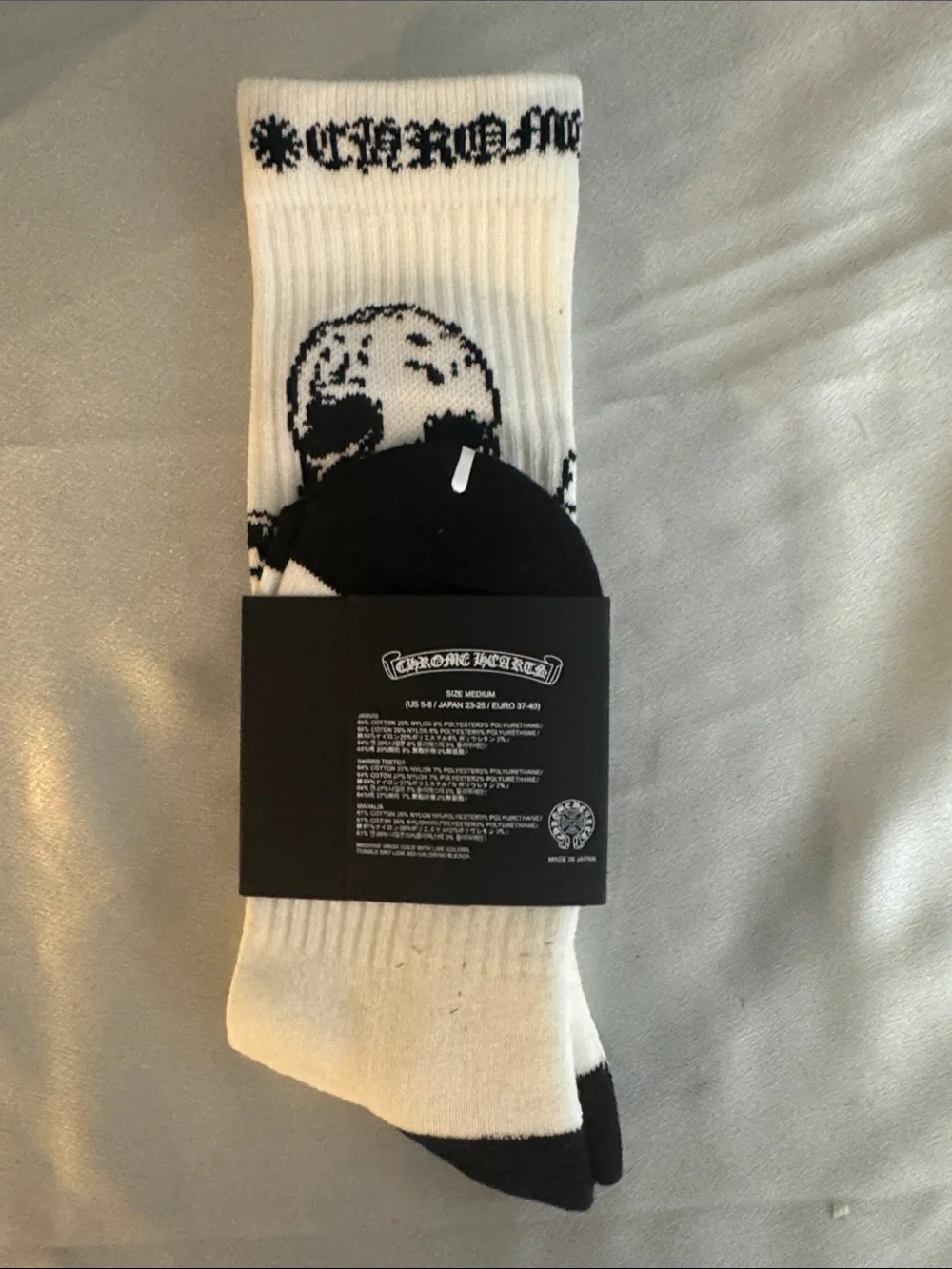 New! Chrome Hearts White & Black Skull Crew Socks - Men's